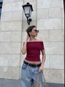 Madonna yaka sıfır kol bluz thumbnail 3