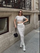 Çizgili etekli takım beyaz s3609 thumbnail 4