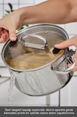 Burgaz 8 Parça Katlanabilir Kulplu ve Süzgeç Kapaklı Çelik Tencere Seti thumbnail 7