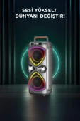 TORIMA D78 Gri Kablosuz Bluetooth Hoparlör Mikrofonlu LED Işıklı 8W+8W Parti Speaker thumbnail 2