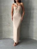 Tek omuz pliseli elbise thumbnail 2