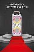 TORIMA D78 Beyaz Kablosuz Bluetooth Hoparlör Mikrofonlu LED Işıklı 8W+8W Parti Speaker thumbnail 2