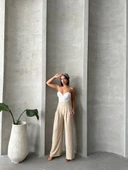 Pileli keten pantolon thumbnail 6