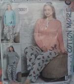 Uzun Kollu Kelebek Desenli Mavi Büyük Beden Kadın Pijama Takımı thumbnail 2