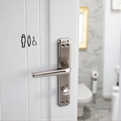 WC Banyo İç Kapı Kol Kolu Aynalı Sağa Sola Uygun Nikel Saten Metal Tutamak thumbnail 6