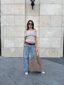 Madonna yaka sıfır kol bluz thumbnail 2