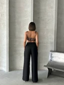 Pileli keten pantolon thumbnail 6