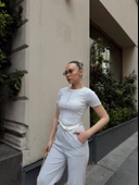 Düğme yakalı gri alt üst takım s3943 thumbnail 4