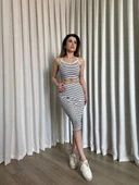 Çizgili etek crop takım thumbnail 3