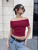 Madonna yaka sıfır kol bluz thumbnail 1