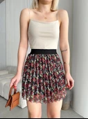 Baskılı astarlı mini etek thumbnail 3
