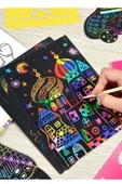 Sihirli Gökkuşağı Kazıma Kağıdı A4 10 Yaprak 1 Paket 20x30 cm Siyah Sihirli Kağıt Rainbow Paper thumbnail 1
