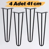 Sehpa ve Masa Ayağı 41 cm Dayanıklı Mobilya Destek Ayağı Yükseltici Ayak Modeli Siyah Metal 4'lü Set thumbnail 1