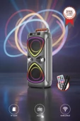 TORIMA D78 Gri Kablosuz Bluetooth Hoparlör Mikrofonlu LED Işıklı 8W+8W Parti Speaker thumbnail 1