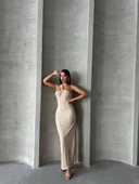 Tek omuz pliseli elbise thumbnail 4