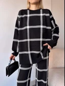 Ekoseli triko takım siyahbeyaz thumbnail 4