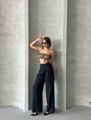 Pileli keten pantolon thumbnail 7