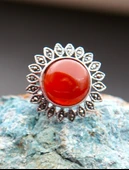 925 Ayar Gümüş Kadın Akik Taşı Yüzük sy00080 thumbnail 5