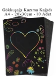 Sihirli Gökkuşağı Kazıma Kağıdı A4 10 Yaprak 1 Paket 20x30 cm Siyah Sihirli Kağıt Rainbow Paper thumbnail 2