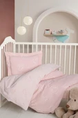 Kanz Jakarlı Müslin Bebek Nevresim Takımı Knz-013 Bear Pembe thumbnail 1