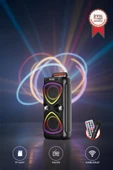 TORIMA D78 Siyah Kablosuz Bluetooth Hoparlör Mikrofonlu LED Işıklı 8W+8W Parti Speaker thumbnail 1