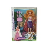 Puppy Bella 30 cm Bebek ve Köpek Bakım Seti - Mor Elbise thumbnail 1