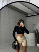 Tokalı deri şort h24444 thumbnail 7