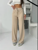 Fitilli şardonlu pantolon bej thumbnail 4