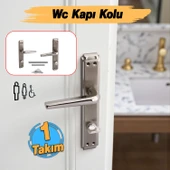 WC Banyo İç Kapı Kol Kolu Aynalı Sağa Sola Uygun Nikel Saten Metal Tutamak thumbnail 3
