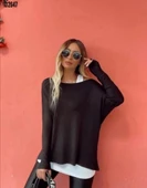 MDB Kadın Uzun Kollu Tek Omuzdan Açık çilek Bluz Ve Viskon Atlet Ikili Takım thumbnail 1