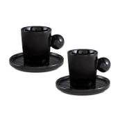 Jumbo Golf Line Siyah 2'li Tabaklı Kahve Fincan Takımı 90 ml thumbnail 1