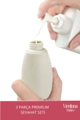 Premium Ürün Özel Çantalı Taşınabilir Tatil Seyahat Plaj Deniz Makyaj Krem Sprey Banyo Seti 3 Parça thumbnail 2