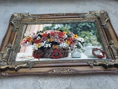 Bahar Çiçekleri Adlı İran Tebriz Halı Tablo 95x75cm - Duvar Halı Kilim Tablo thumbnail 8