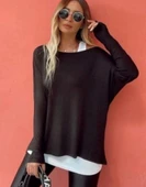 MDB Kadın Uzun Kollu Tek Omuzdan Açık çilek Bluz Ve Viskon Atlet Ikili Takım thumbnail 3