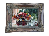 Bahar Çiçekleri Adlı İran Tebriz Halı Tablo 95x75cm - Duvar Halı Kilim Tablo thumbnail 1