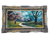 Pembe Yol Adlı İran Tebriz Halı Tablo 123x75cm - Duvar Halı Kilim Tablo thumbnail 1