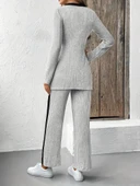 Lucky Life Kadın Uzun Kollu V Yakalı çapraz Detaylı şardonlu Kaşkorse Bluz Ve Pantolon Ikili Takım thumbnail 11