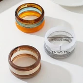 Çok Yönlü Geometrik Retro Tarz 3'lü Çok Renkli Gradyan Reçine Kadın Bileklik Seti | Parlak ve Şık thumbnail 2