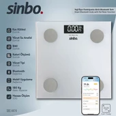 YAĞ ÖLÇER AKILLI BLUETOOTH CAM BASKÜL PİLLİ 180KG/50GR 26X26CM 8-KİŞİ HAFIZA LCD EKRAN SBS-4474 (5314) - 1