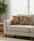 Sonbahar Çiçekleri Desenli Dijital Baskılı 2'li Kırlent 40 cm x 40 cm thumbnail 6