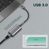 Zore QG03 USB-A to RJ45 USB3.0 Ethernet Dönüştürücü Kablo 1000Mbps 22cm thumbnail 2