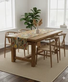 Sonbahar Çiçekleri Desenli Dijital Baskılı Runner 140 cm x 45 cm thumbnail 2