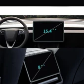 Tesla Yeni Model Y 2in1 Araç Multimedya Ekran Koruyucu Uygulama Aparatlı Zore Premium Temperli Cam Ekran Koruyucu thumbnail 2