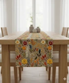 Sonbahar Çiçekleri Desenli Dijital Baskılı Runner 140 cm x 45 cm thumbnail 1