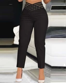 Lucky Life Kadın Yüksek Bel çapraz şerit Detaylı Ithal Krep Pantolon thumbnail 2