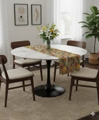 Sonbahar Çiçekleri Desenli Dijital Baskılı Runner 140 cm x 45 cm thumbnail 6