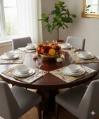 Sonbahar Çiçekleri Desenli Dijital Baskılı 6'lı Amerikan Servisi 30 cm x 45 cm thumbnail 4