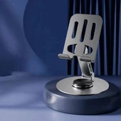 Zore MS-15 Taşınabilir Katlanabilir 360 Dönebilen Karbon Çelik Tasarımlı Telefon ve Tablet Standı thumbnail 2