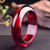 Minimalist Bangle Vintage Tarz Yakut Kırmızısı Şeffaf Renk Şık Reçine Kadın Bileklik | Parlak ve Şık - 1