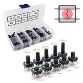 200 Adet 6x6mm Tact Buton Set 10 Farklı Yükseklikte 4 Pin Dokunmatik Anlık Basmalı Düğme Anahtar thumbnail 1